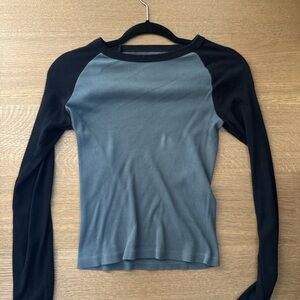 Brandy Melville Blue Raglan Long Sleeve Fitted Tee